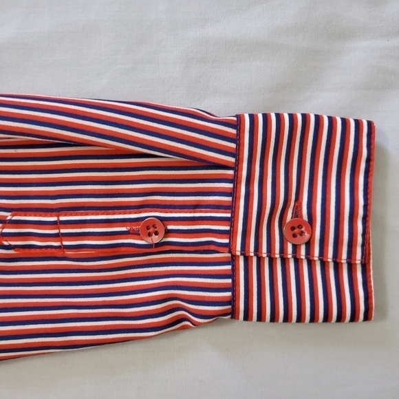 CAbi Blouse‎ Small Franklin Red Striped Top Pockets Lightweight Longsleeve - Picture 4 of 8